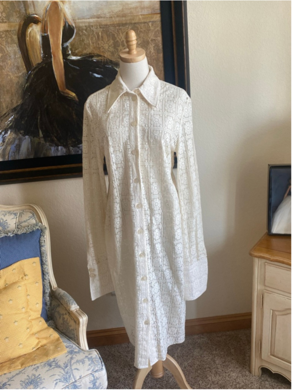 NWT MaxMara SPORTMAX White Long Sleeve Lace Dress XL